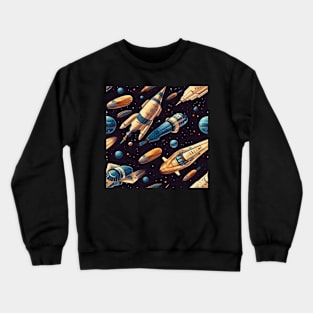 Spaceship Pattern Crewneck Sweatshirt